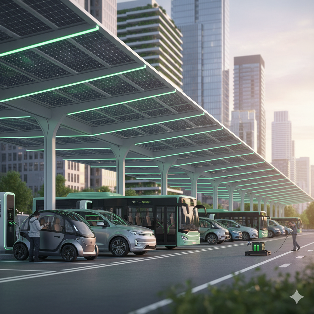 High-density EV charging cluster at in india.