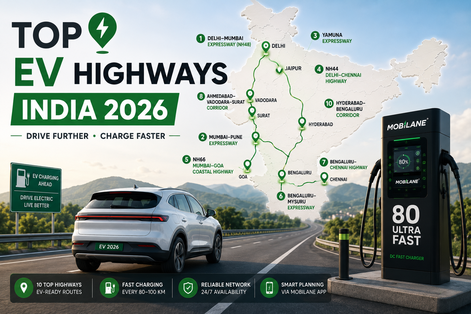 Top 10 Highways for EV Travel in India in 2026 (With Charging Station Guide)